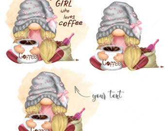 Gnome PNG Clipart Coffee Gnome Cute Gonk Coffee Decal Tumbler Sublimation Digital Download Coffee Image Waterslide Bundle Graphics Girl Cozy
