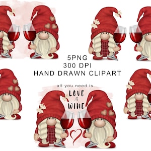 Wine Gnomes PNG Clipart Cute Gonk Watercolor Wine Lover Tags Decal Tumbler Sublimation Digital Image Waterslide Bundle Graphics Drinks files