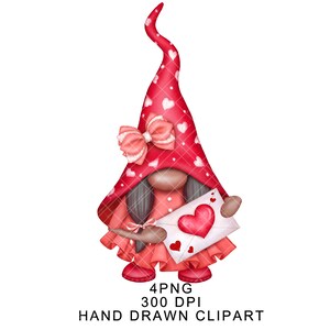 Valentine Gnome PNG Clipart Gonk Black Love Sublimation Afro Girl Woman ...