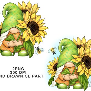 Sunflower Gnome PNG Clipart Cute Gonk Ukraine Sublimation Birthday Bee Honey Mug Decal Tumbler Digital Watercolor Graphics Welcome Farms SVG