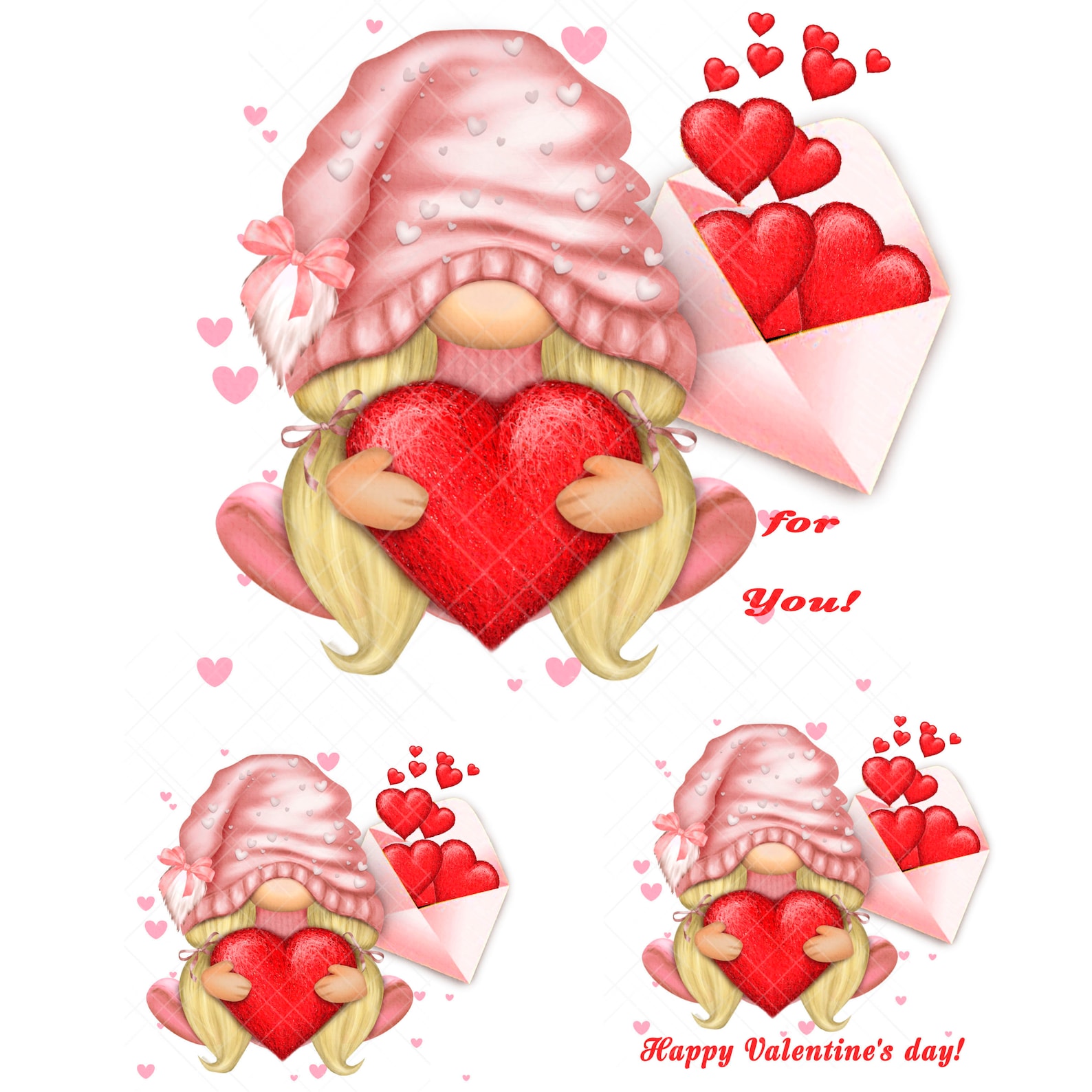 Gnome PNG Gonk Clipart Valentines Day Love Cute Hand Drawn Graphics ...