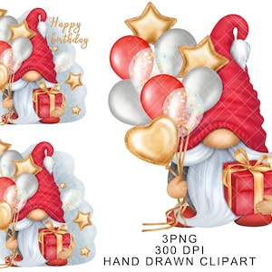 Birthday Gnome PNG Clipart Cute Gonk Image Happy Mothers Day Valentines Tumbler Sublimation Digital Watercolor Waterslide Graphics SVG balls