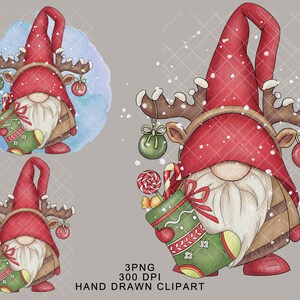 Christmas Deer Gnome PNG Winter Clipart Digital Cute Gonk - Etsy