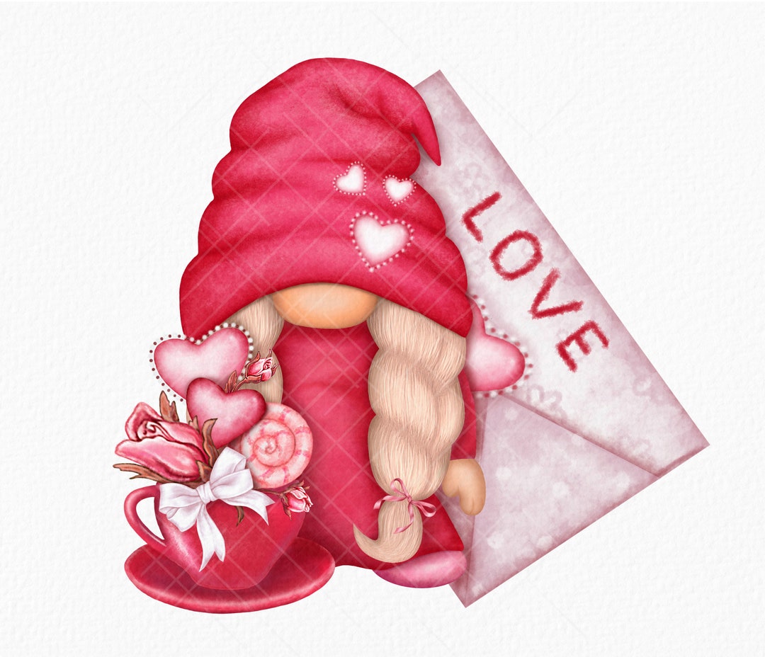 Valentine Gnome PNG Gonk Clipart Love Cute Hand Drawn Graphics Digital ...