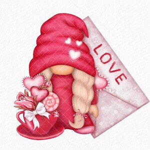 Valentine Gnome PNG Gonk Clipart Love Cute Hand Drawn Graphics Digital ...