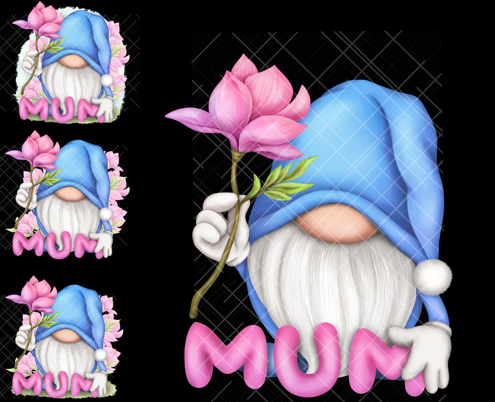 Mum Gnome PNG Clipart Cute Gonk Mothers Day Pink Flowers Image Decal ...