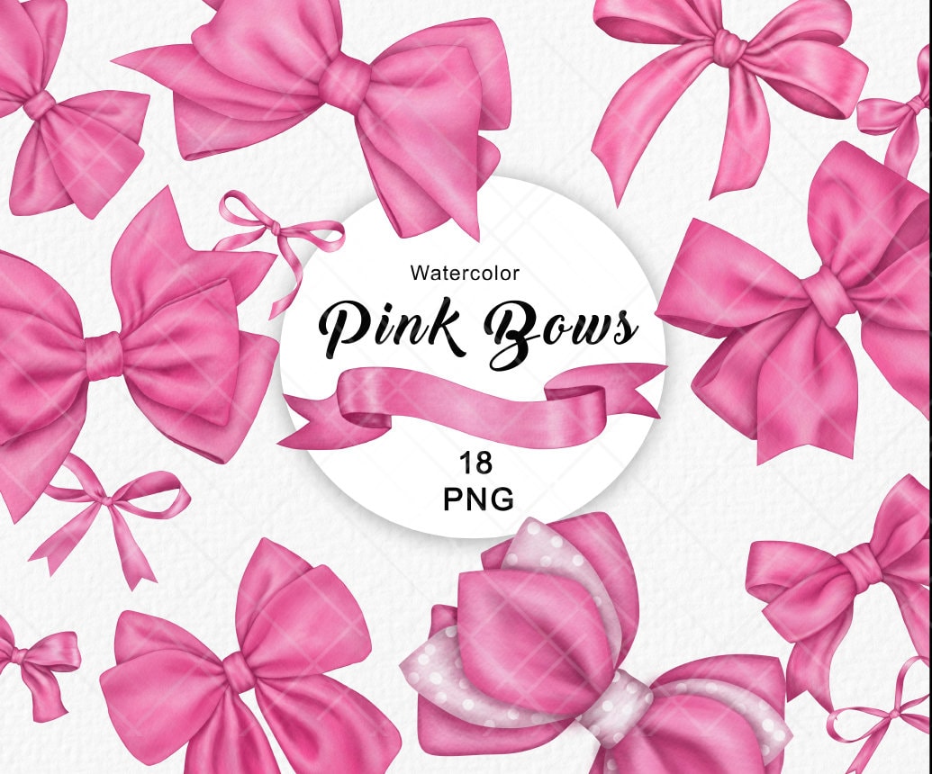 Watercolour Hot Pink Bows Clipart Graphic by Jar of Whimsy · Creative  Fabrica