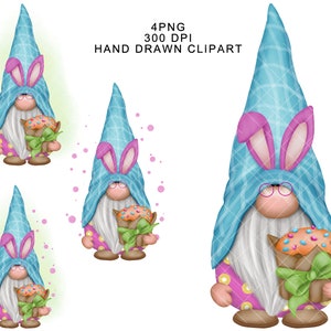 Easter Blue Gnome PNG Clipart Spring Cute Gonk Decal Tumbler Sublimation Digital Download Gnome Watercolor Waterslide Tumbler Graphics SVG