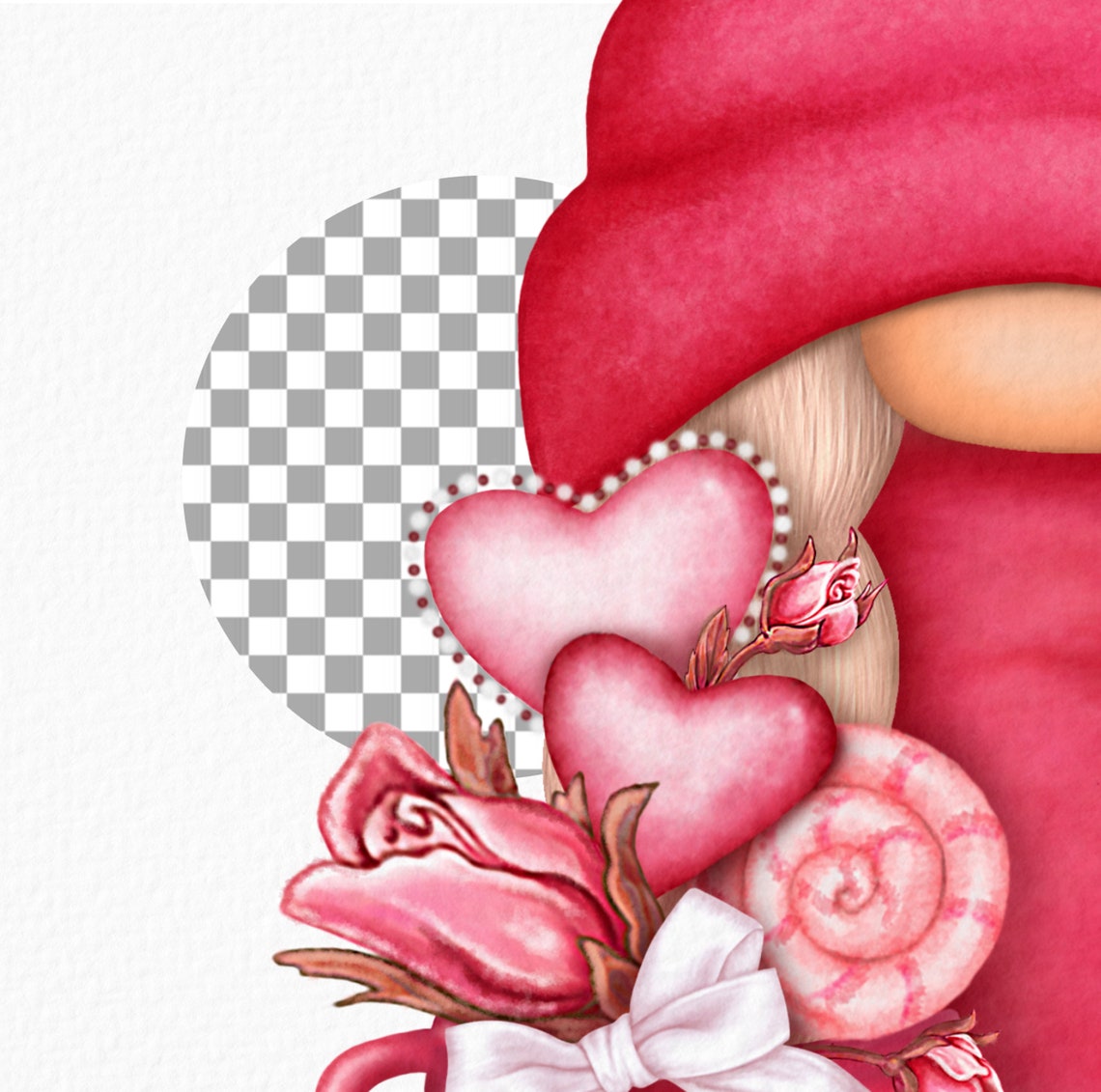 Valentine Gnome PNG Gonk Clipart Love Cute Hand Drawn Graphics Digital ...