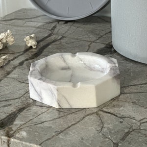 Cendrier Marbre Atmosphera - 15x15x5 Cm - Design Blanc Moderne - Intérieur
