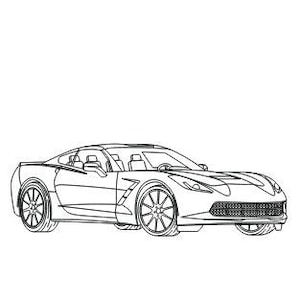 Coche deportivo, ilustración de dibujo lineal vectorial, archivos vectoriales AI, Cdr, Dxf, eps, pdf para grabado láser, coche de lujo digital