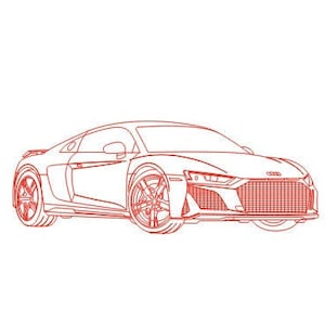 Dibujo digital de coche, ilustración vectorial, archivos vectoriales AI, CDR, DXF, eps, pdf para grabado láser, coche digital, coche deportivo