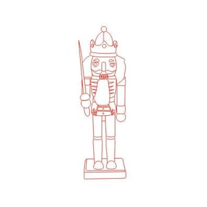 El Cascanueces, ilustración de dibujo lineal vectorial, archivos vectoriales AI, Cdr, Dxf, eps, pdf para grabado láser, muñeco Cascanueces, muñeco navideño