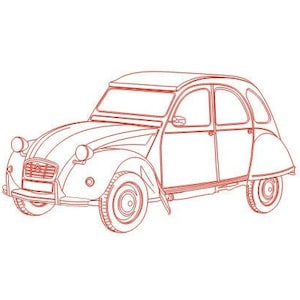 Coche clásico francés legendario, ilustración de dibujo lineal vectorial, archivos vectoriales AI, Cdr, Dxf, eps, pdf para grabado láser, coche clásico, francés