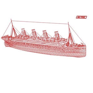 Titanic Vector, Vector line drawing illustration, AI, Cdr, Dxf, eps, pdf vector files, Titanic Digital, RMS Titanic, Titanic Model