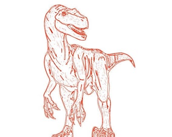 恐竜、ラプトル、ヴェロキラプトル、ディノ、ベクター線画イラスト、レーザー彫刻図面用のAI、Cdr、Dxf、eps、pdfベクターファイル