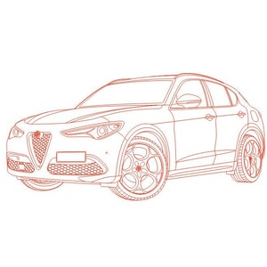 Coche digital, ilustración de dibujo lineal vectorial, archivos vectoriales AI, CDR, DXF, eps, pdf para grabado láser, coche digital, coche vectorial