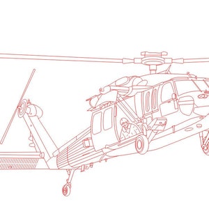 Helicopter, Vector line drawing illustration, AI, Cdr, Dxf, eps, pdf vector files for laser engraving, Heli, Airbus, Vector