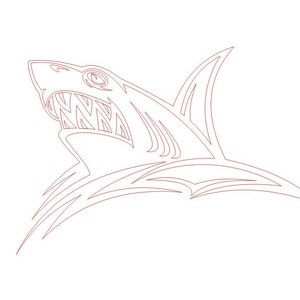 Shark, Vector line drawing illustration, AI, Cdr, Dxf, eps, pdf vector files for laser engraving, Digital Shark, Vector Shark