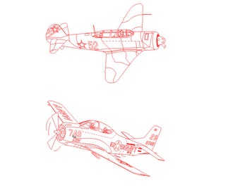 Vintage Fighter Plane Vector Illustration, Laser Engraving Files (Digital Download)