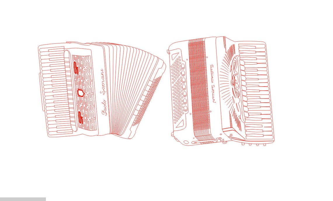 Accordions, Vector Line Drawing Illustration, AI, Cdr, Dxf, Eps, Pdf