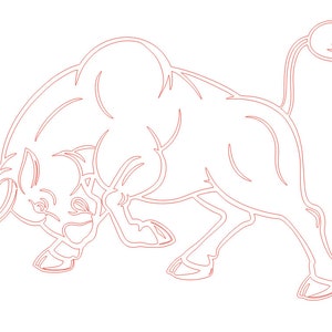 Toro, ilustración de dibujo lineal vectorial, archivos vectoriales AI, Cdr, Dxf, eps, pdf para grabado láser, Toro digital, Toro vectorial
