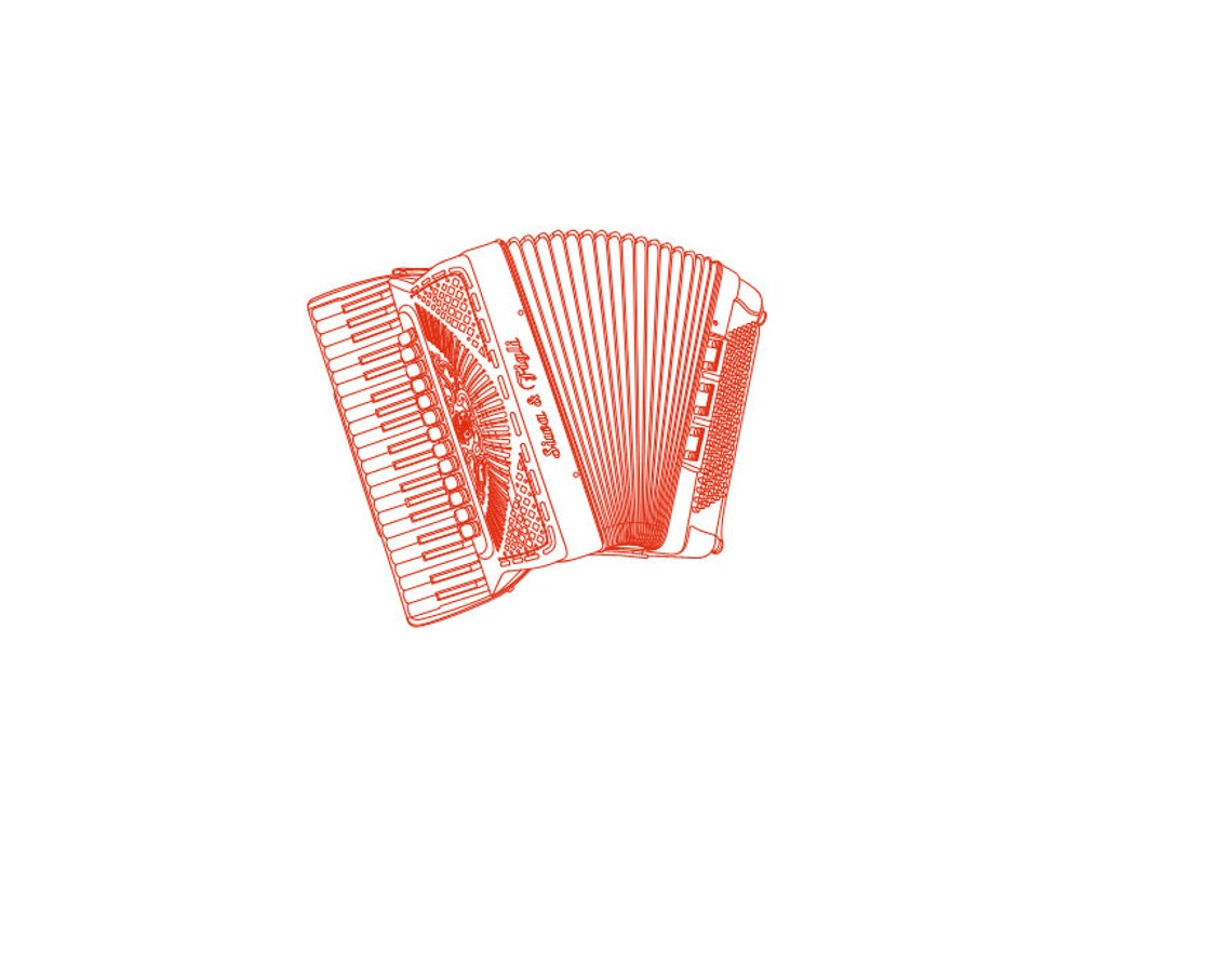 Accordions, Vector Line Drawing Illustration, AI, Cdr, Dxf, Eps, Pdf