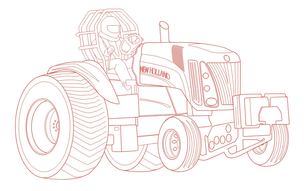 Tractor Pulling, 3 Pcs of Power Pulling, Vector Line Drawing AI, Cdr
