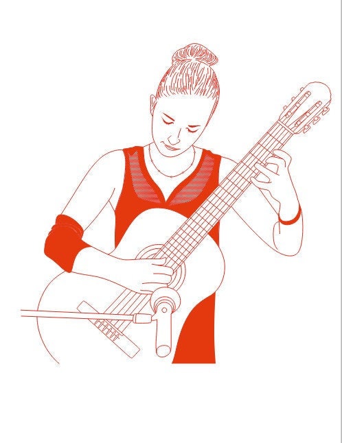 Female Guitarist Vector Line Drawing (digital Download) - Etsy