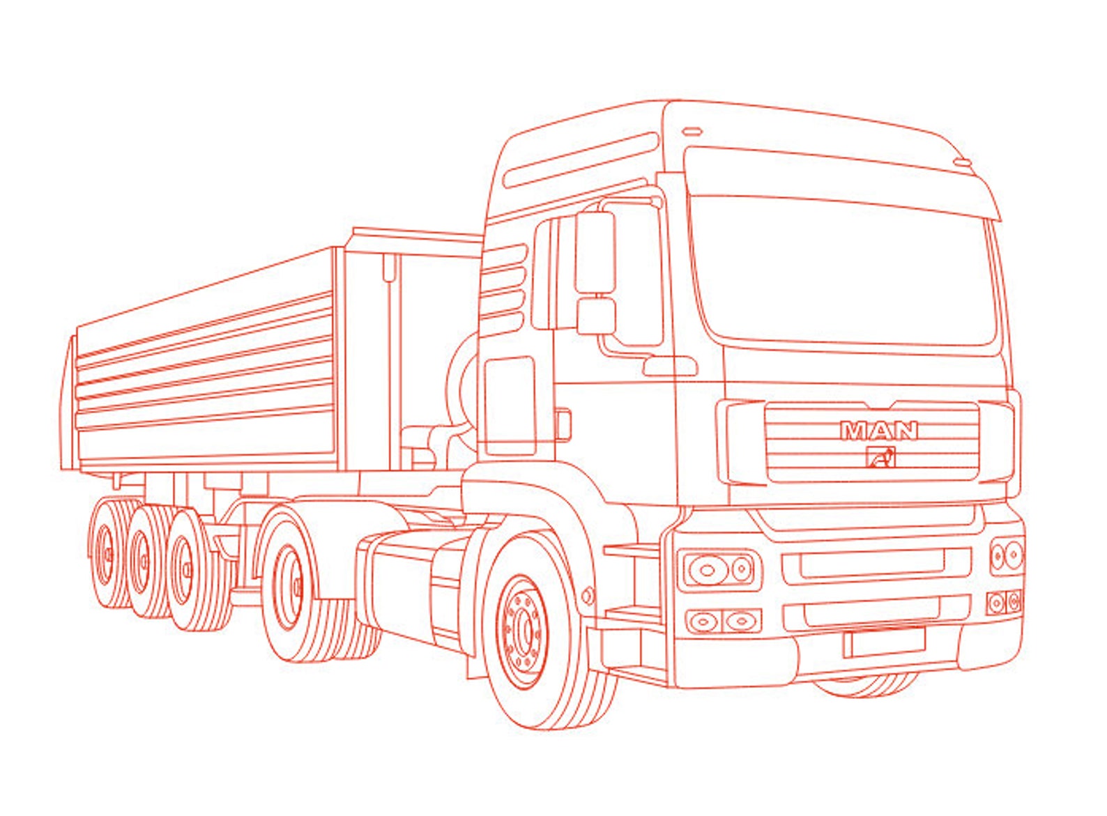 Man Truck line drawing illustration AI CDR DXF eps pdf | Etsy