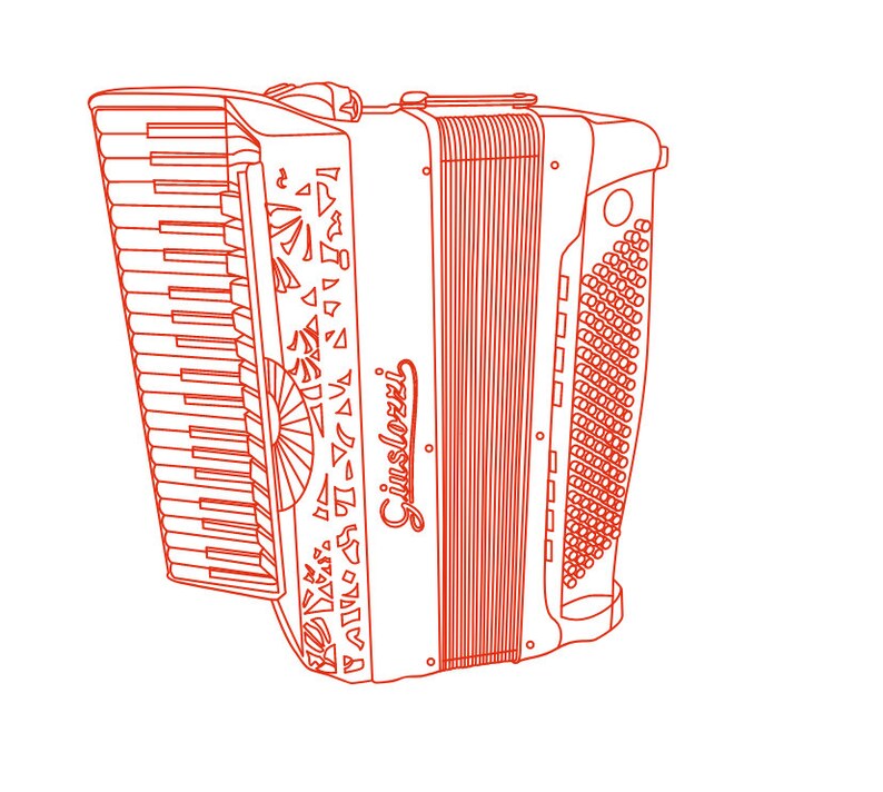 Accordions, Vector Line Drawing Illustration, AI, Cdr, Dxf, Eps, Pdf