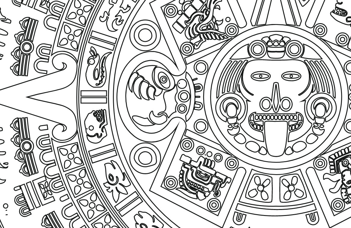 Mystical Aztec Calendar Digital Drawing Vector Illustration Files for ...