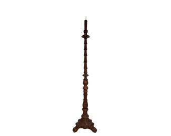 Baroque Tall Painted & Gilted Altar Candelabra Candlestick