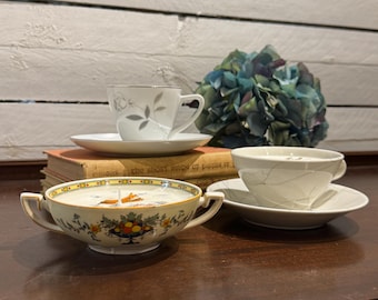Vintage Teacup Candle: Handmade Soy Wax with Essential Oils