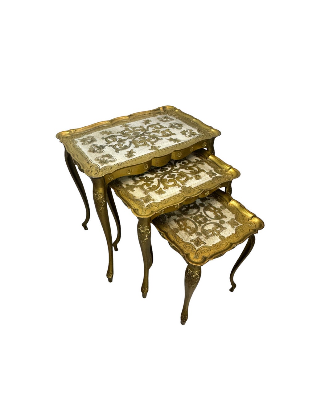 Vintage 1950s Florentine Gold Nesting Tables Set of Three Etsy