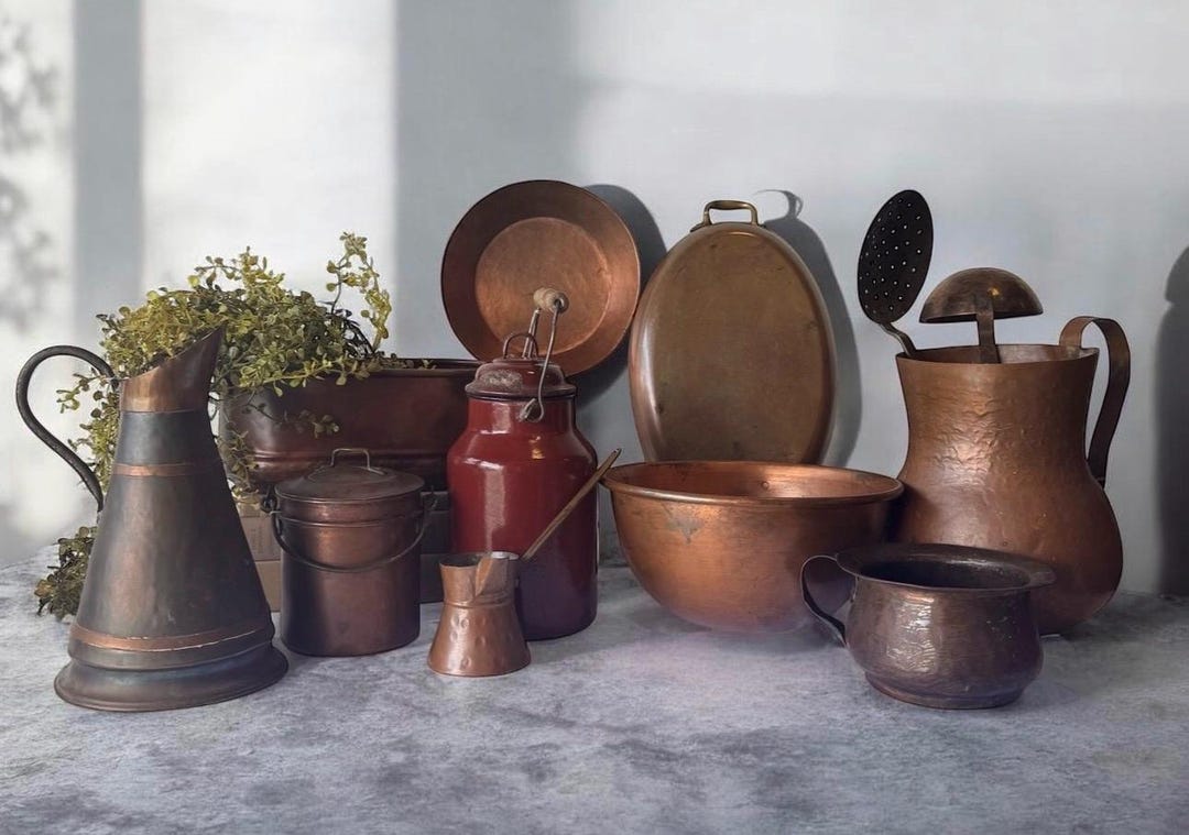 Vintage Rustic Decorative Copper Cookware and Serving Vessels - Etsy