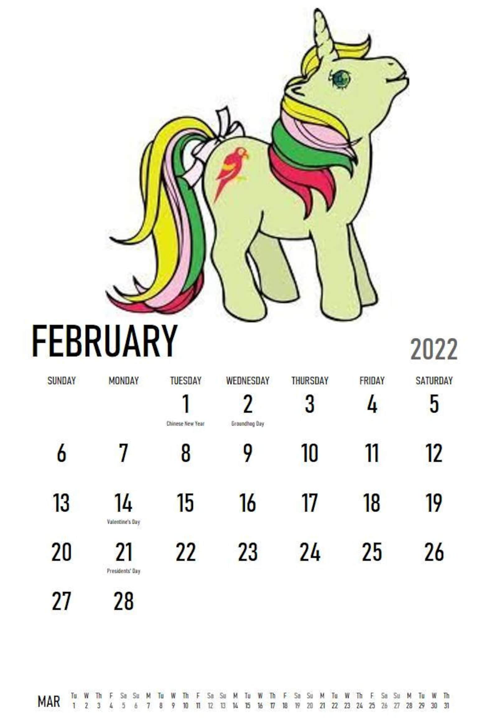 My Little Pony 2022 Calendar Etsy