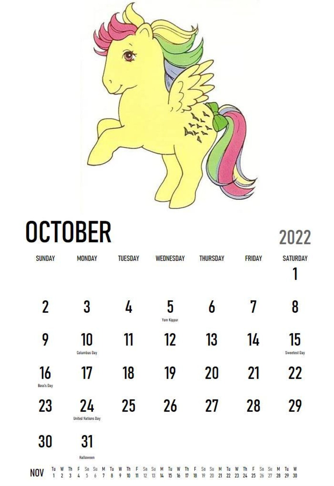 My Little Pony 2022 Calendar Etsy