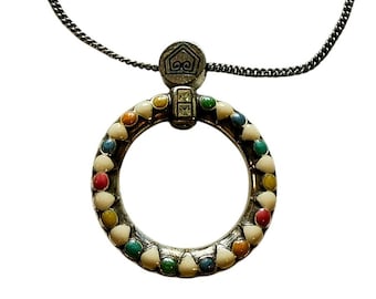 Brighton 40 cm fint silverhalsband med flerfärgat cirkelhänge