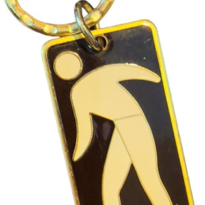 Vintage Metal Roller Skating Figure Roller Skates Key Ring Keychain Black/Brass