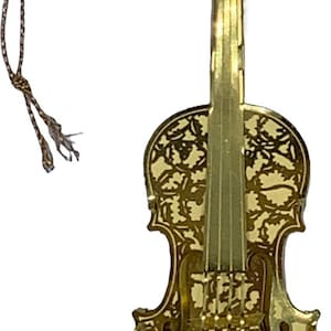 Brass Filigree 3D VIOLIN Stringed Instrument Christmas Tree Ornament Decor 4.5&quot;