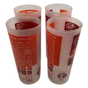 Vintage 1964-1965 New York World&#39;s Fair Federal Hall Set of 4 Frosted Glasses