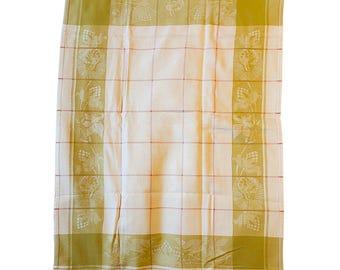Le Jacquard Francais Primrose Bordier White/Green/Pink 29x21 Kitchen Hand Towel