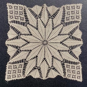 Vintage Handmade Crochet Natural Lace Doily Dresser Scarf Table Decor 17" Square