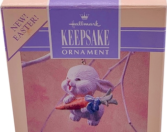 Adorno de Pascua Hallmark Keepsake de 1990, adorno de conejito SON en caja