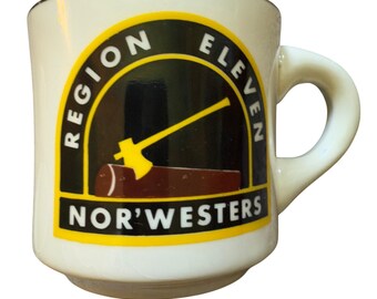 Vintage Boy Scouts of America BSA Region 11 Nor'Westers Gold Rim Ceramic Mug