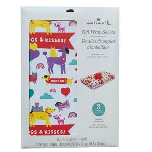 Hallmark Valentine Hugs Kisses XOXO Cute Pets 20"x30" Confezione regalo NUOVO NIP