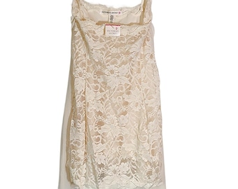 Vintage 90s Victoria's Secret Cream 2-Piece Layered Babydoll Lingerie Medium NWT