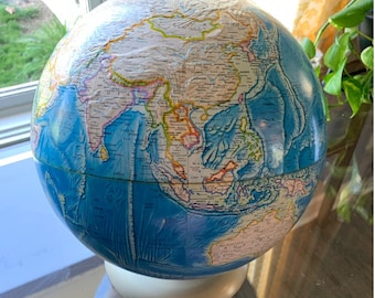 Rand McNally Vintage 12" International Raised Relief Globe on Stand 1978-1982