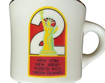 Vintage Boy Scouts of America BSA Region 2 ny nj pr vi Gold Rim Ceramic Mug